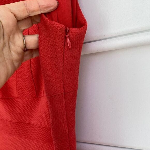 New Kay Unger Sleeveless Split Neck Wool Dress‎ size 6 Coral - Picture 5 of 12